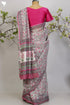 Kota Doria Saree in a Pink Floral Hand Block Print